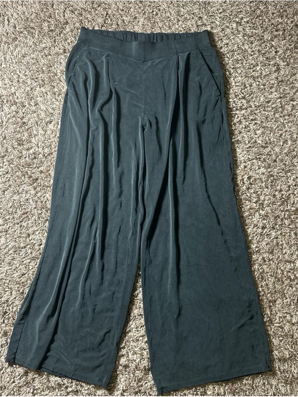 Eileen Fisher Women’s Wide Leg Pull On Pants Gray Elastic Waist Flowy Size M